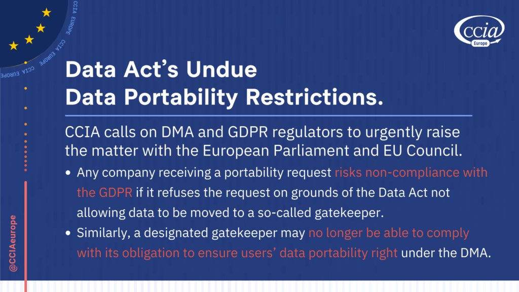 Data Act’s Undue Data Portability Restrictions CCIA Requests EU